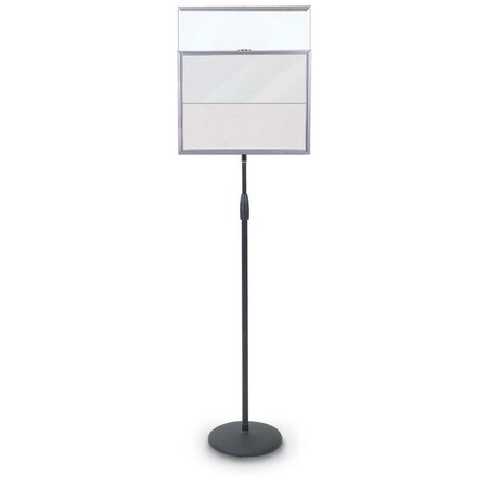 United Visual Products Corkboard, Fabric, 2 Door, Brnz, 42 x 32" UV3025-BRONZE-MEDGRY